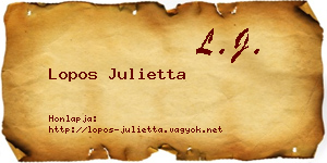 Lopos Julietta névjegykártya